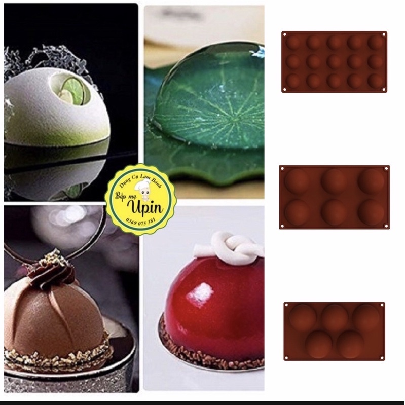Khuôn Silicon bán cầu bánh mochi thạch rau câu bông lan mousse