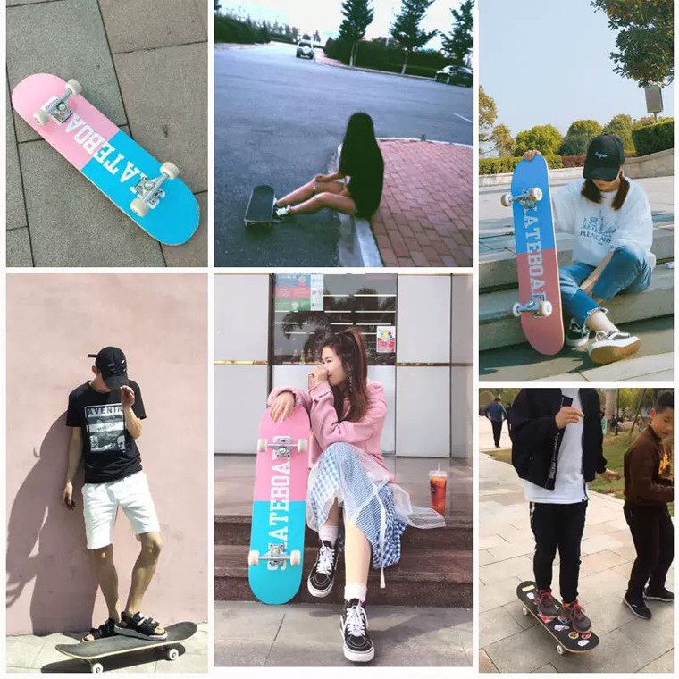 [ Hàng Xịn ] Ván Trượt Skateboard Thể Thao Chất Liệu Gỗ Phong Ép Mặt Nhám Có Đèn Led Phát Sáng