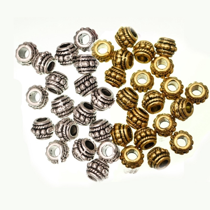 Set 20 Hạt Tròn 8mm Mạ Vàng Phong Cách Vintage Dùng Làm Trang Sức Vòng Tay