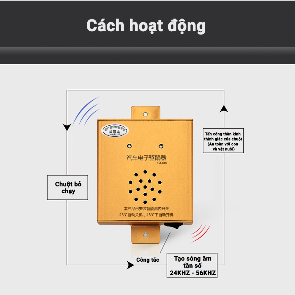 Máy Đuổi Chuột Sóng Âm Chuyên Dụng Cho Xe Hơi - Thương Hiệu ChiTian Sử Dụng Điện 12V