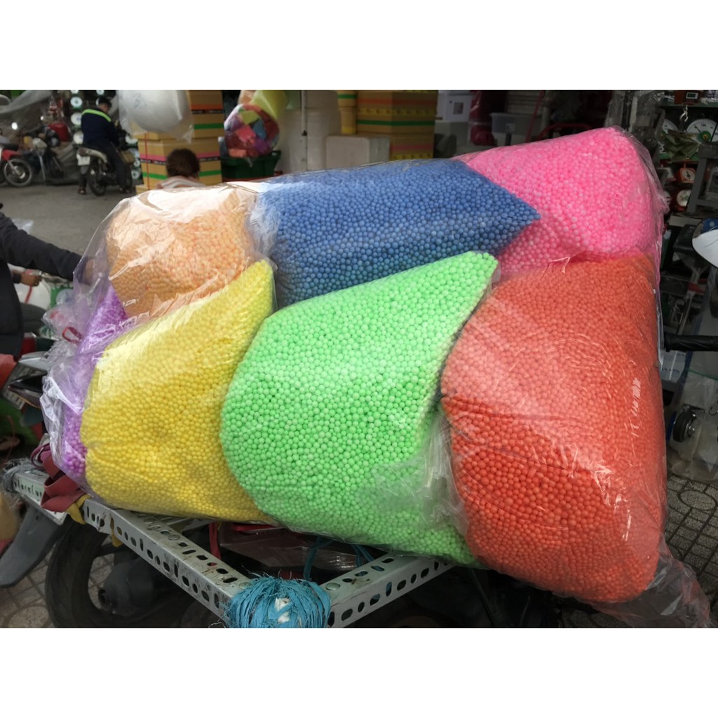 100Gr Hạt Xốp Màu 3-5 Ly Bỏ Hộp Quà Tặng