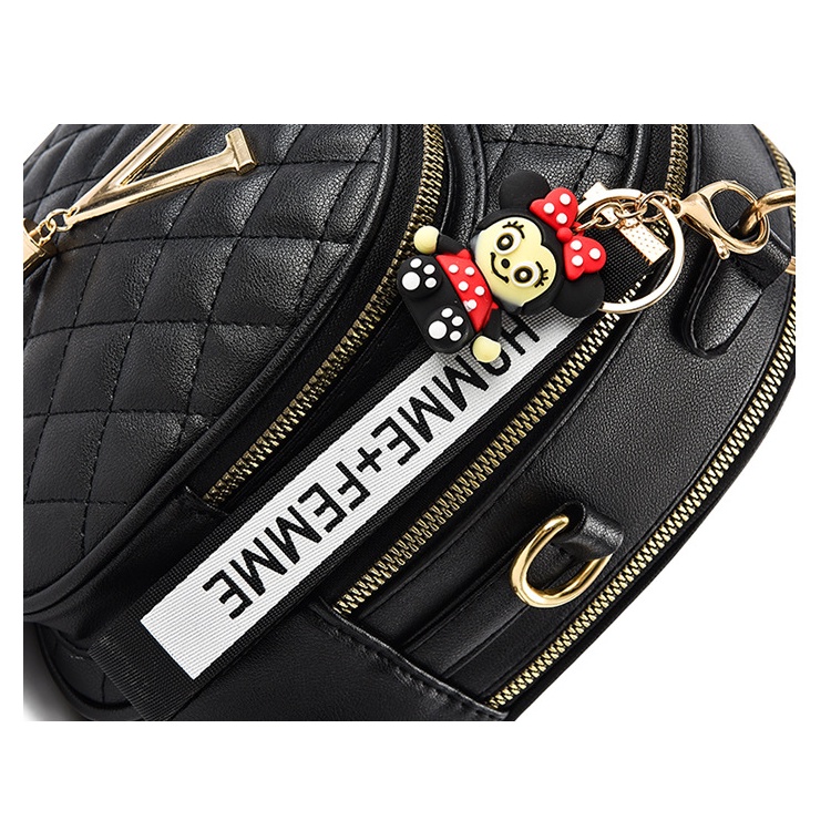 Balo CHUWANGLIN bằng da mini phối tua rua thời trang cho nữ