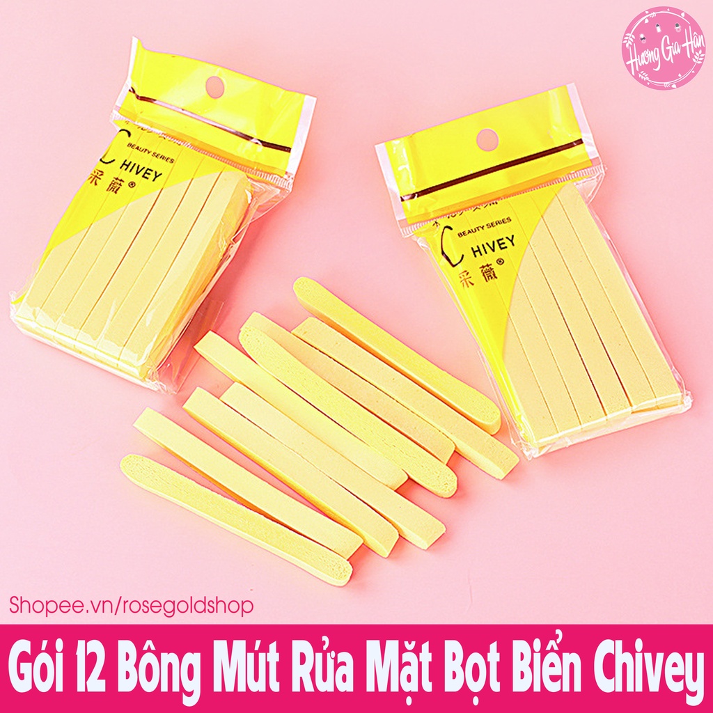 Gói 12 Bông Mút Rửa Mặt Bọt Biển Chivey