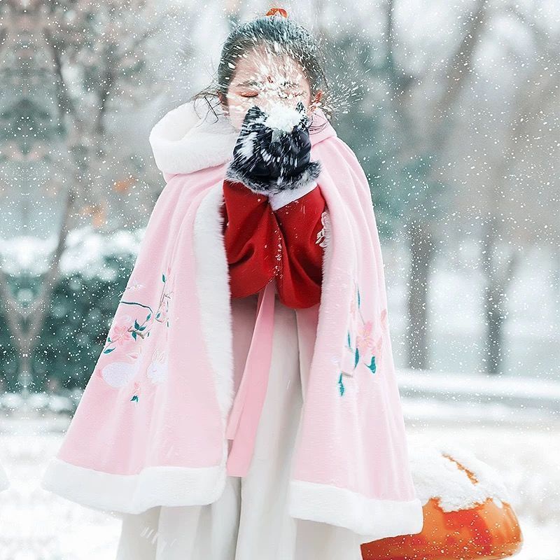 Áo Choàng Hán Phục Bằng Vải Lông Dày Ấm Áp Thời Trang Thu Đông Cho Bé Gái | BigBuy360 - bigbuy360.vn