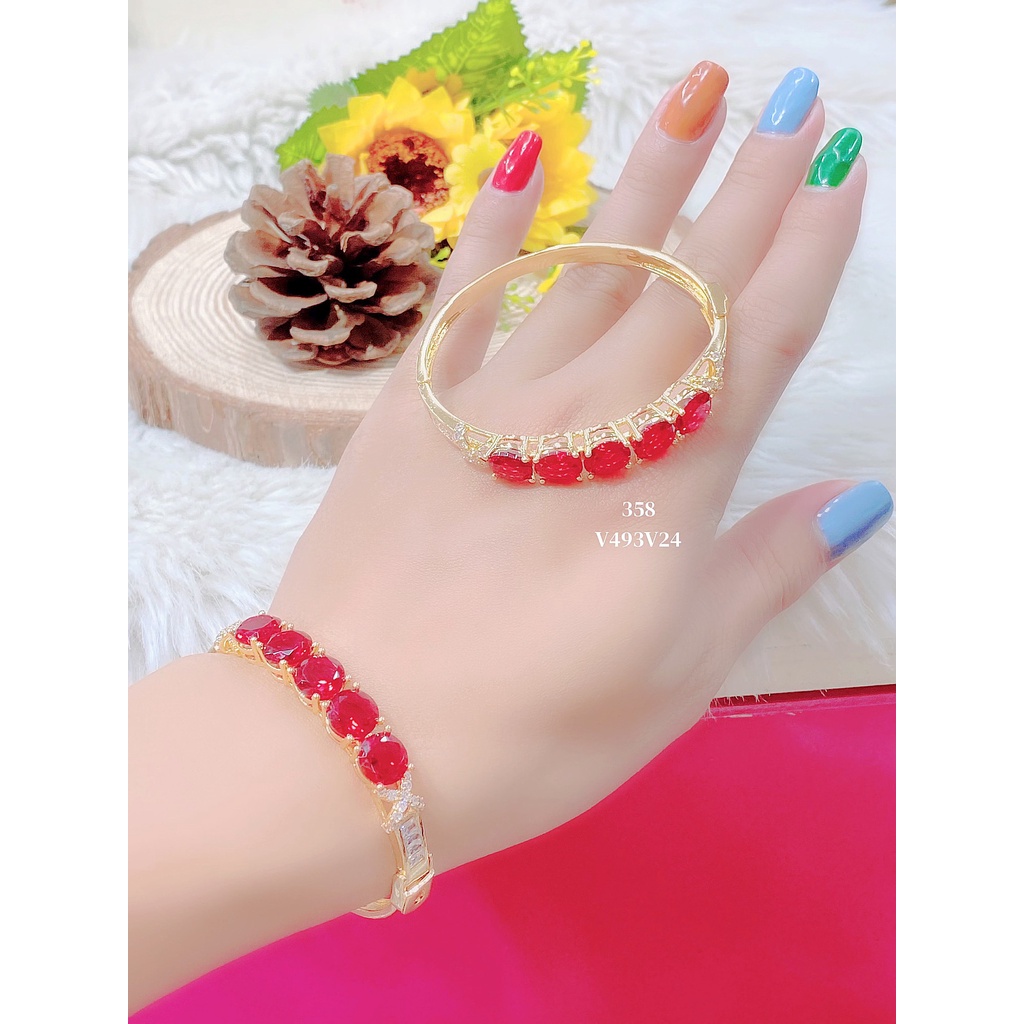 Vòng tay nữ UHA, lắc tay bền màu thiết kế cao cấp sáng lấp lánh V493