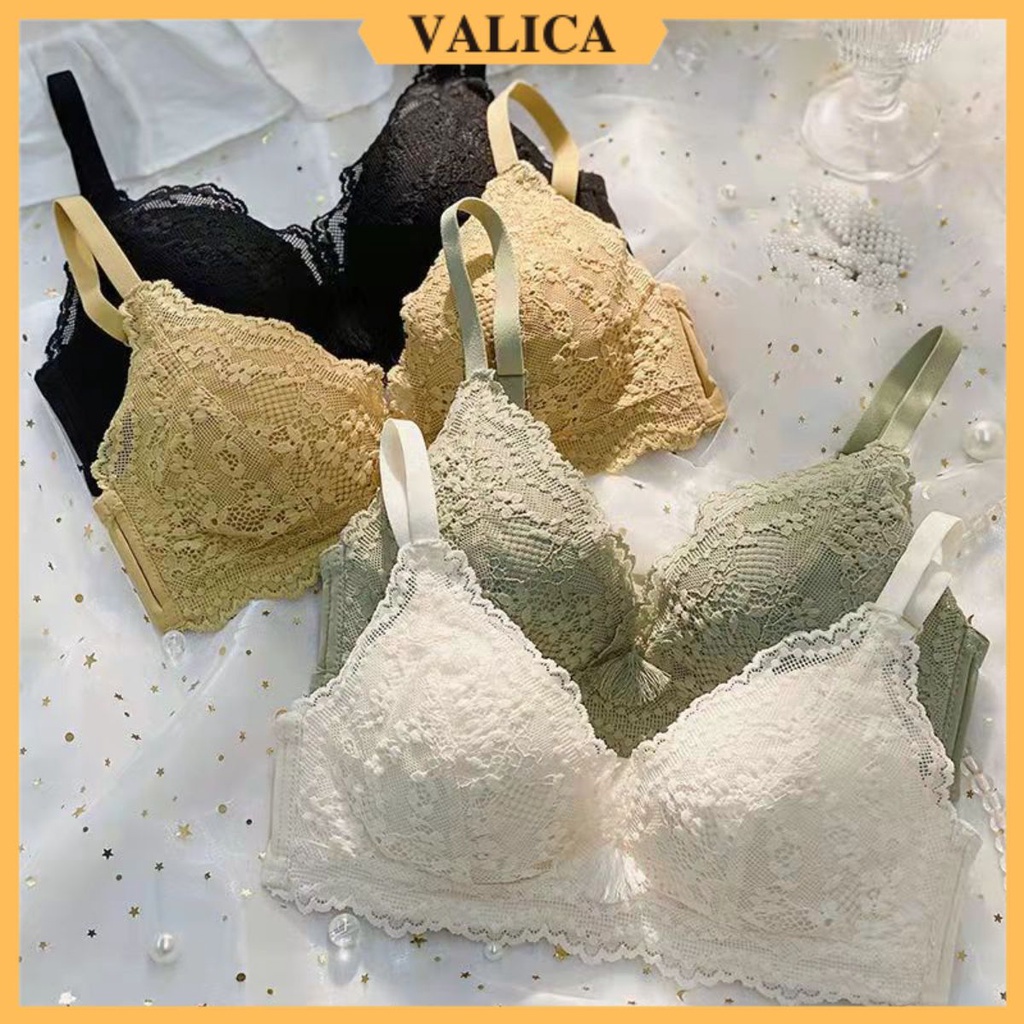 Áo Ngực Nữ Chất Ren Mút Mỏng - Áo Lót Nữ Không Gọng 3 Nấc Cài Bản To Valica A2004