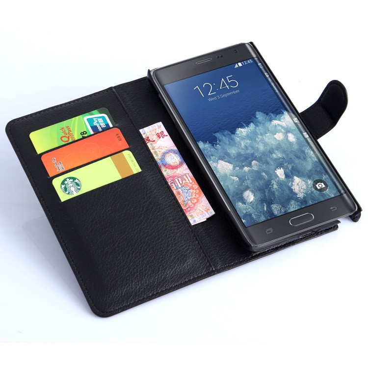 Bao da điện thoại chất liệu PU có ngăn đựng thẻ tiện lợi cho Samsung Galaxy Note Edge N9150