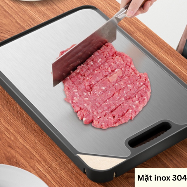 Thớt 2 mặt inox 304, nhựa PP dày kháng khuẩn,có góc mài dao chống nấm ẩm mốc siêu bền -THEA