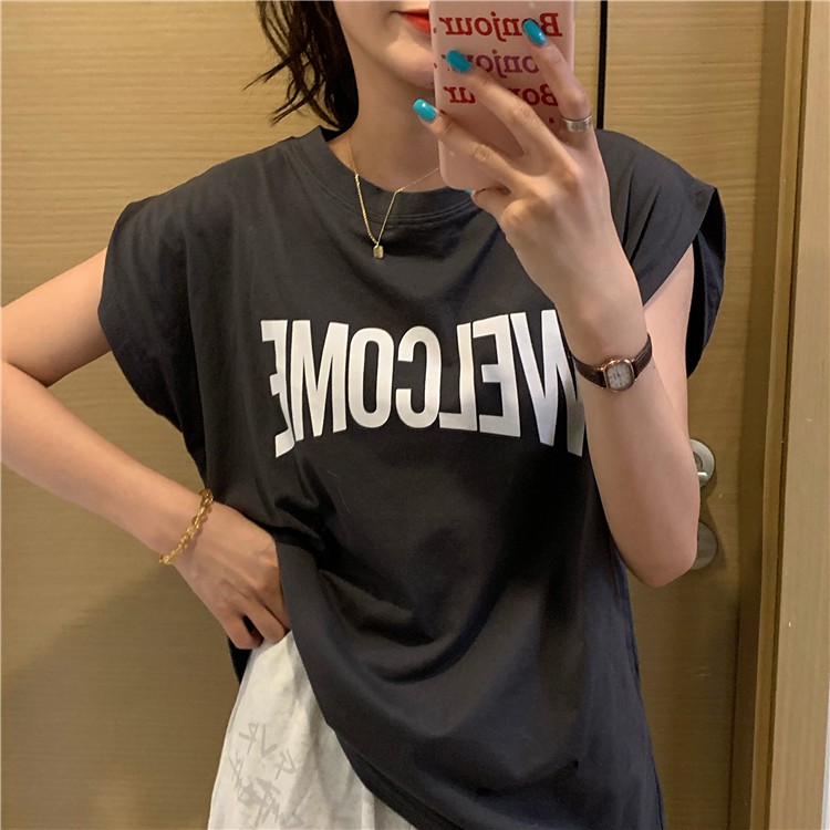 Áo Thun Nữ Không Tay Dáng Rộng Phong Cách Hàn Quốc