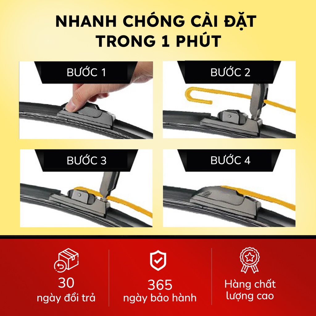 Gạt mưa ô tô HONDA, Cần gạt mưa HONDA Silicone không xương thân mềm cho xe Brio, City, Civic, Accord, HR-V, CR-V