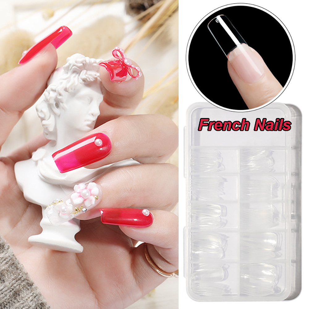 [Hàng mới về] Set 100 móng tay giả bằng acrylic trong suốt cao cấp