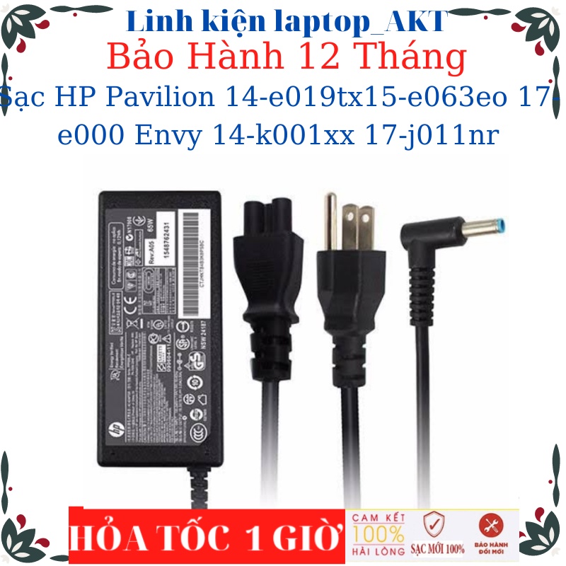 Sạc Laptop HP 19.V-4.62A-90W-ZIN chân kim nhỏ xanh Pavilion 14-e019tx15-e063eo 17-e000 Envy 14-k001xx 17-j011nr