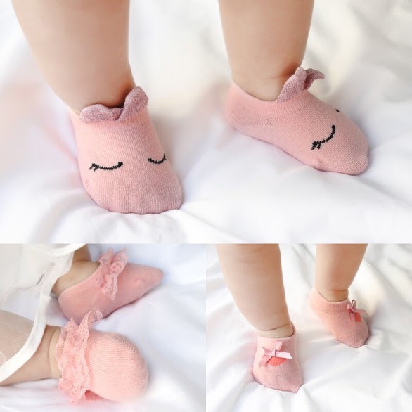 Vớ sơ sinh/ Tất sơ sinh cho bé gái size 0-6 tháng và 6-12 tháng