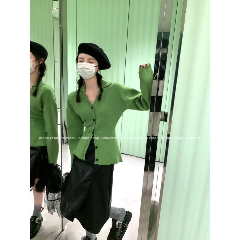 Áo Khoác Cardigan Dệt Kim Mỏng Dáng Ôm Cổ Chữ V Màu Đen Thời Trang Mùa Thu Dành Cho Nữ