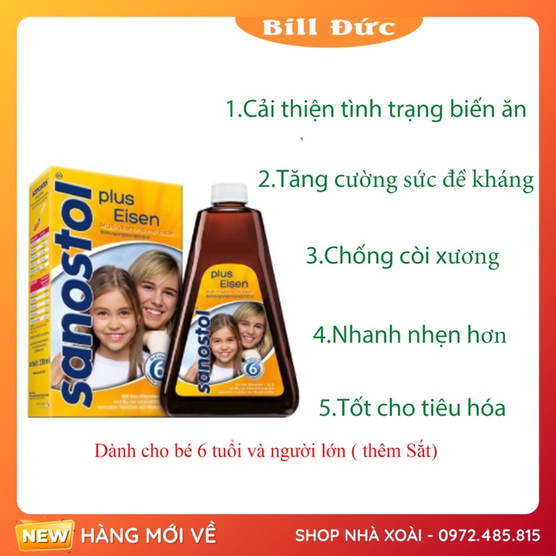 Vitamin tổng hợp Sanostol số 1,3,6 và Kẹo ngậm Sanotol của Đức giúp tăng sức đề kháng, phát triển toàn diện cho bé