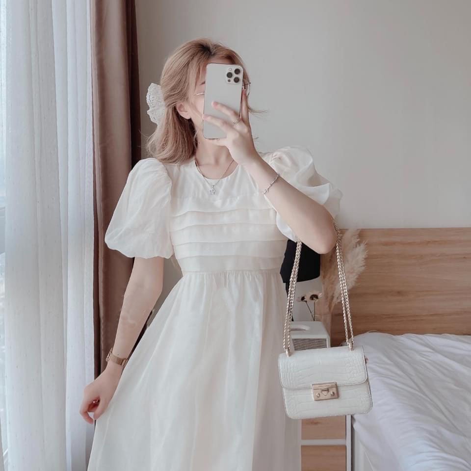 🌷 Váy tơ bồng xòe 2 lớp dày dặn form babydoll bầu bí mặc thoải mái LOLLA FASHION
