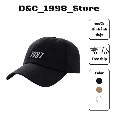 Mũ Lưỡi Trai D&C_1998_STORE Thêu Số 1987 Thời Trang Hàn Quốc Phong Cách Unisex