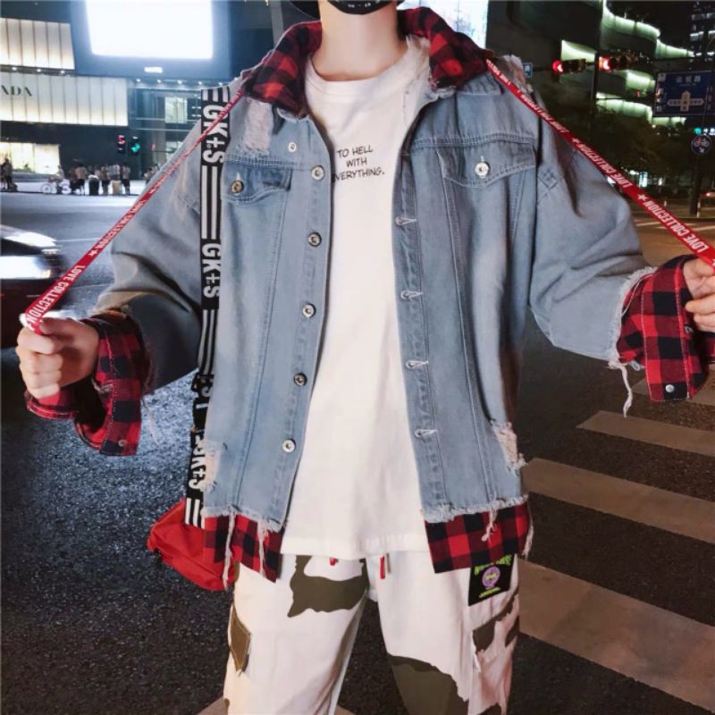 Áo khoác Jean Nam Xám Xanh Wax nhẹ đính kèm mũ sau rất đẹp TRA203