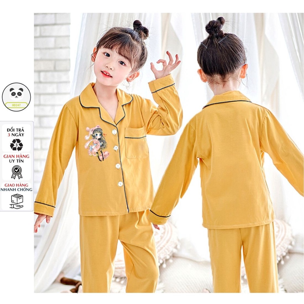 bộ ngủ mặc nhà bé gái dễ thương size đại in hình cute vải kate dày dặn HD247 0315