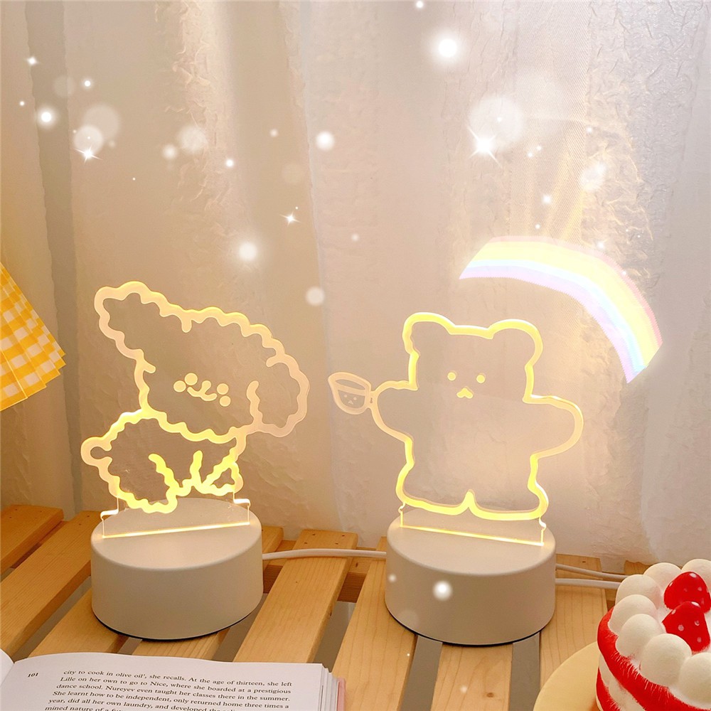 Đèn Ngủ Để Bàn Mini LED Chiếu Hình Vàng Ấm Cute