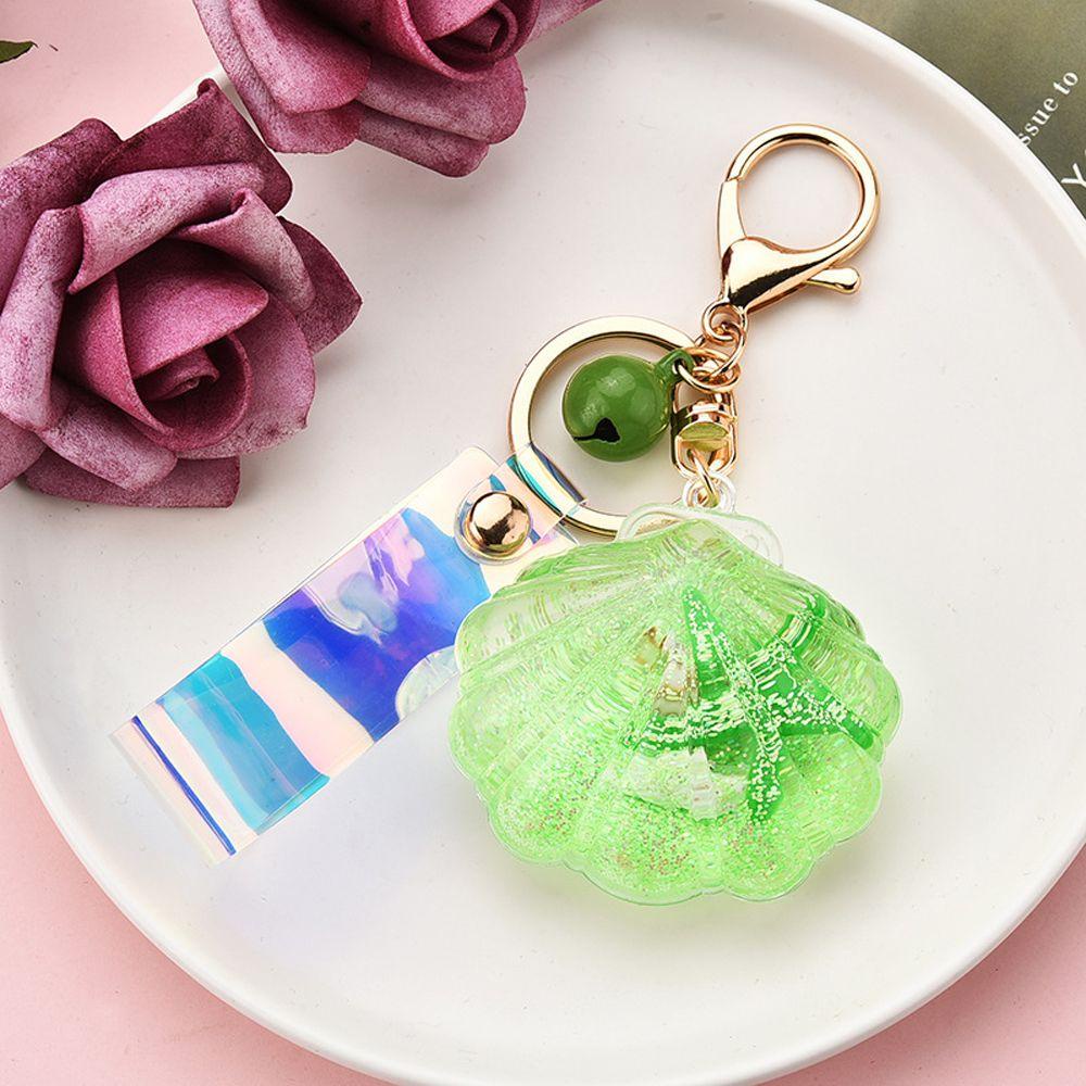 Móc Chìa Khóa Bằng Acrylic Và Da Hình Vỏ Sò / Sao Biển Phối Kim Tuyến Nước Lấp Lánh Xinh Xắn