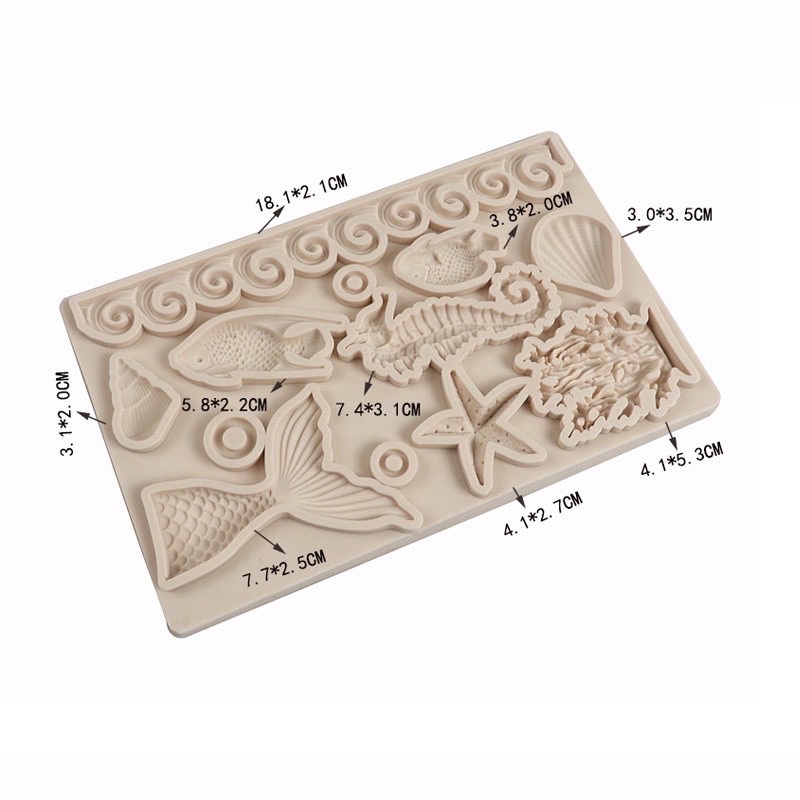 silicon chủ đề biển trang trí bánh, đổ rau câu