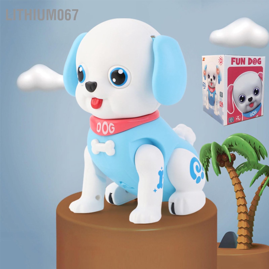 Lithium067 Đồ chơi chó robot đi bộ sủa với điện tử nhẹ thú cưng cho trẻ em bé gái trai
