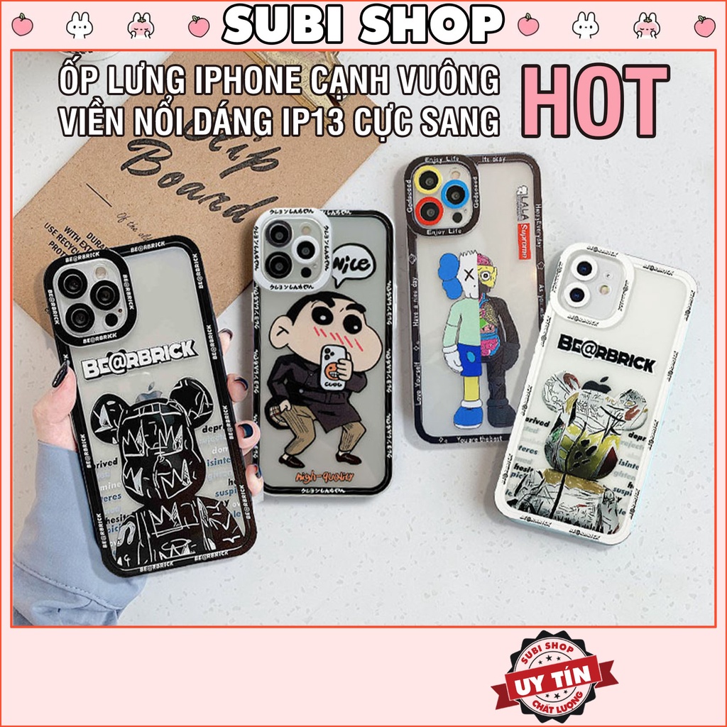 Ốp Lưng Iphone Cạnh Vuông Bảo Vệ Camera Viền Nổi 6/6plus/6s/6splus/7/7plus/8/8plus/x/xr/xs/11/12/pro/max/plus/promax