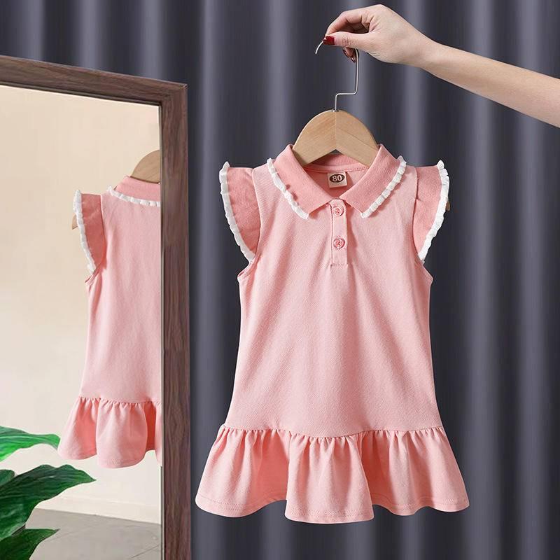 Korean girls' flying sleeve cotton dress summer thin western style loose skirt