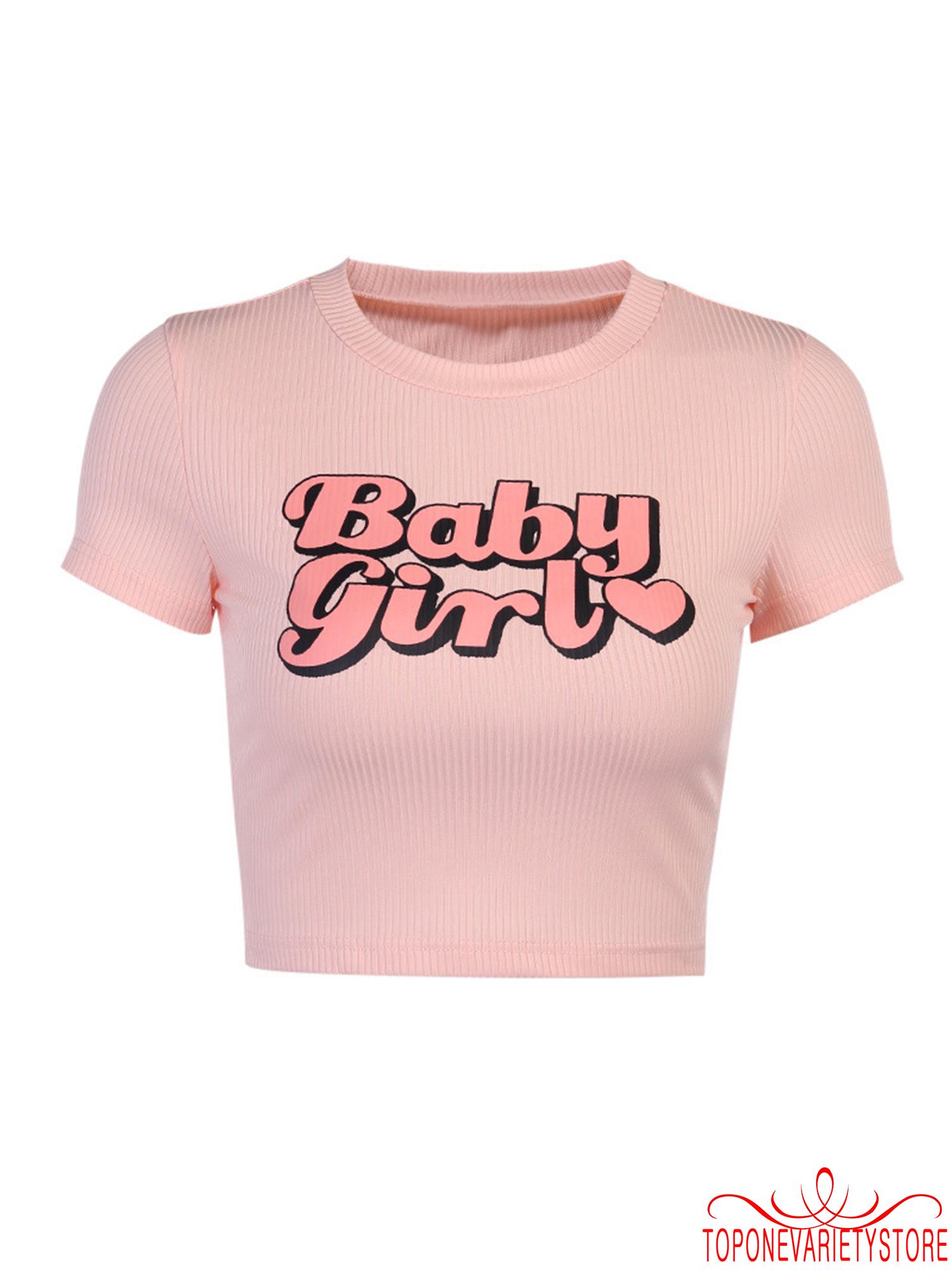 Áo lửng tay ngắn in chữ thời trang cho nữ | BigBuy360 - bigbuy360.vn