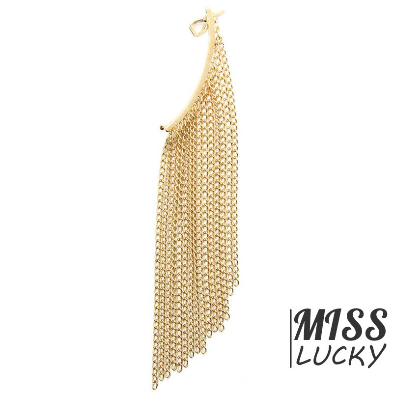 ❤HHN-VN 1Pcs  High Quality Fashion Earring Unilateral Gold and Silver Tassel Long Earring Personalit