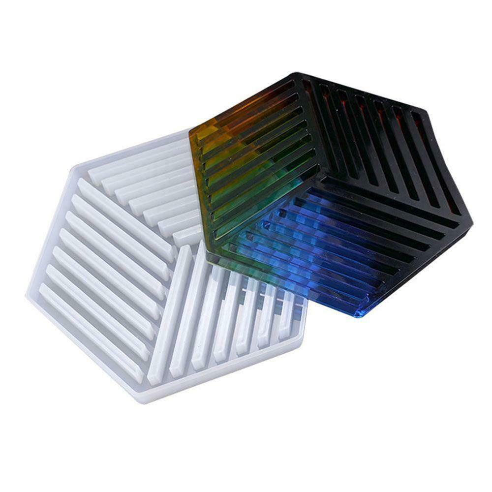 WTTLE Khuôn Nhựa Hình Tam Giác Họa Tiết Kẻ Sọc / Hình Lục Giác Độc Đáo DIY