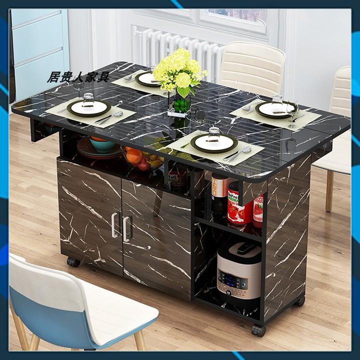 Bàn ăn gỗ đặc mặt giả đá thông minh, Có bánh xe, Có thể gấp gọn - VENUS.98 | BigBuy360 - bigbuy360.vn