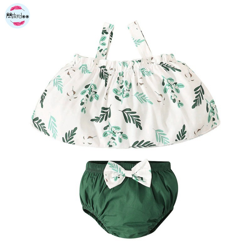 Bộ quần áo 2 mảnh Mikrdoo gồm áo in hoa và quần ngắn thiết kế thời trang mùa hè cho bé gái