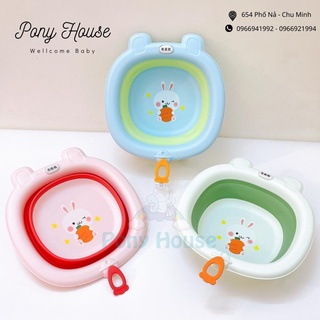 Chậu Rửa Mặt Gấp Gọn Cho Bé Hình Thỏ Đáng Yêu Nhựa PP Cao Cấp An Toàn, Thiết Kế Gấp Gọn Tiện Lợi