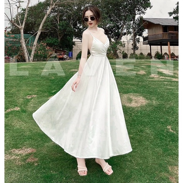 Đầm Maxi Đi Biển Dã Ngoại,đầm Maxi Nobrand Dáng Xòe Thiết Kế 2 Dây Hở Lưng Sang Chảnh Thời Trang [XM MINH PHÚC]
