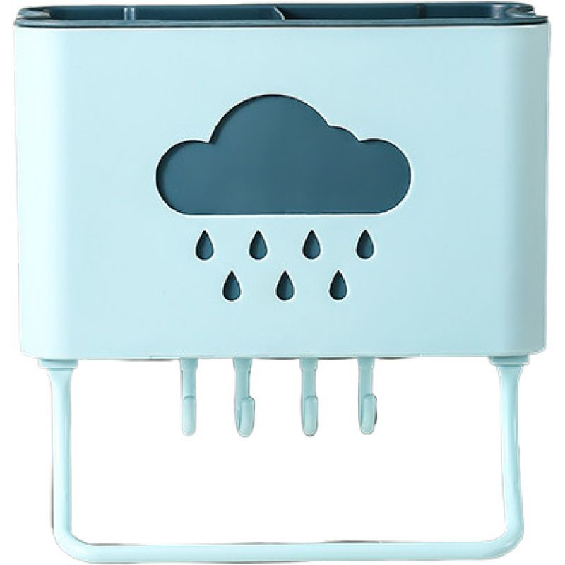 Kệ đựng đũa dán tường hình đám mây có 4 móc và khay treo khăn,,,