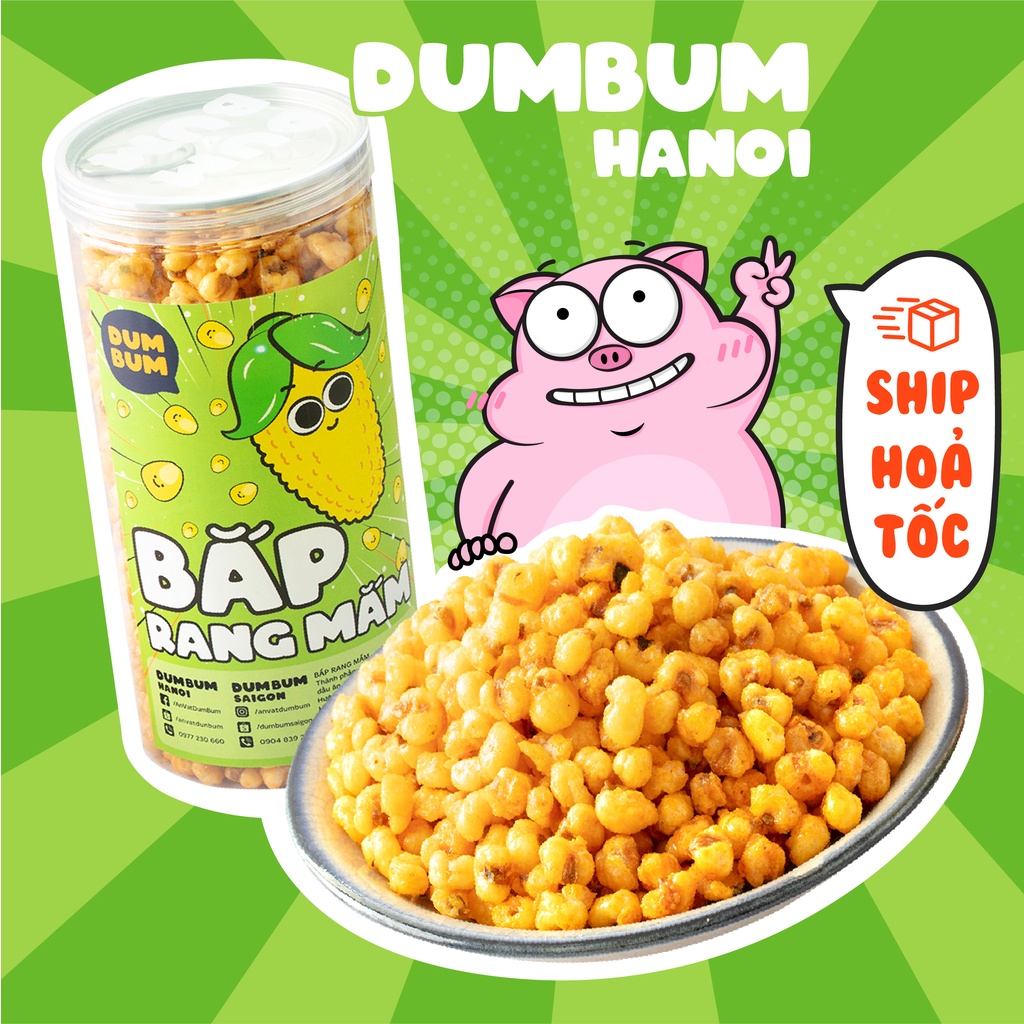 Ngô giòn xóc mắm cay DumBum 350g, đồ ăn vặt Hà Nội