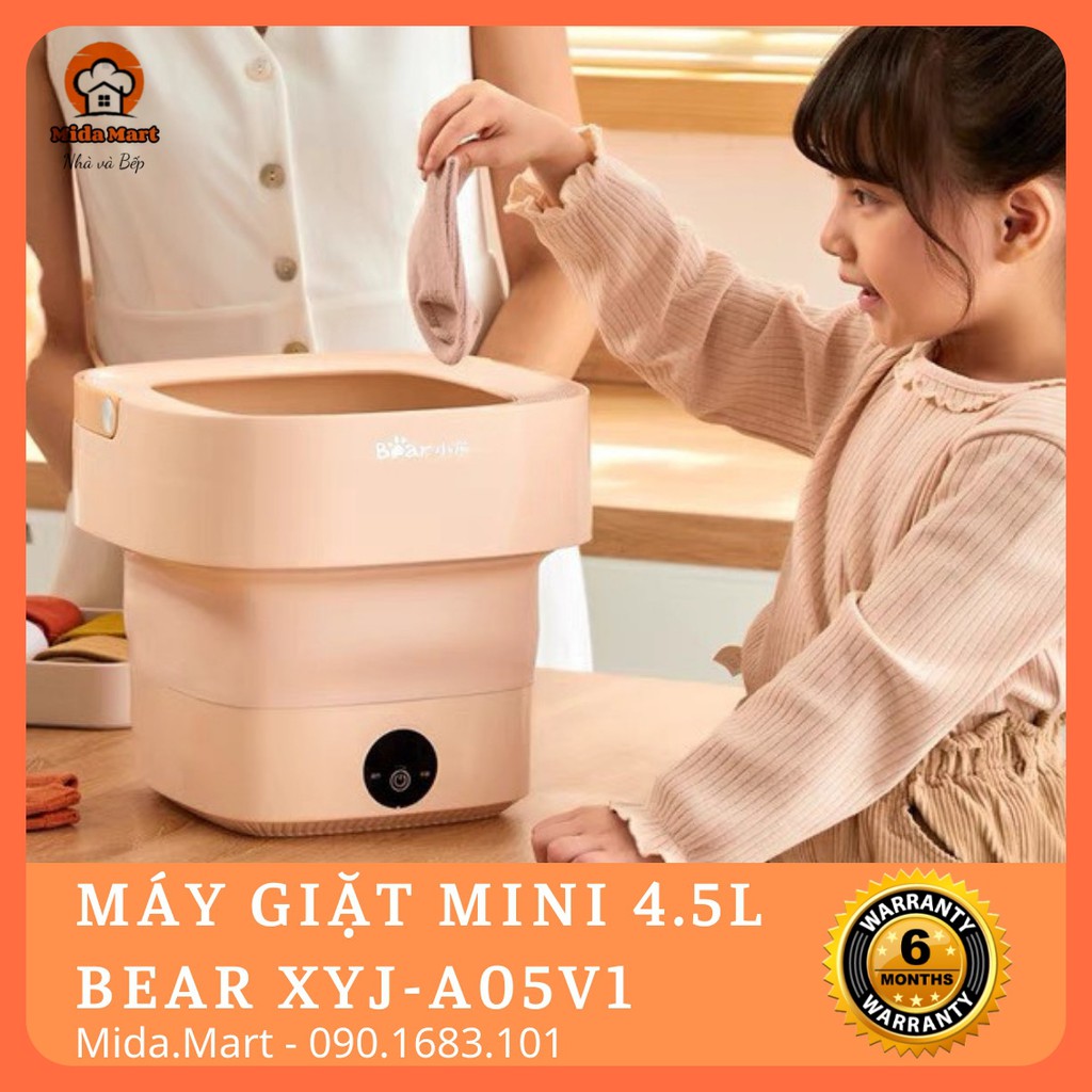 🔥 MÁY GIẶT MINI 4,5L MÀU HỒNG CÓ THỂ GẬP TIỆN LỢI BEAR CHÍNH HÃNG XYJ-A05V1🔥