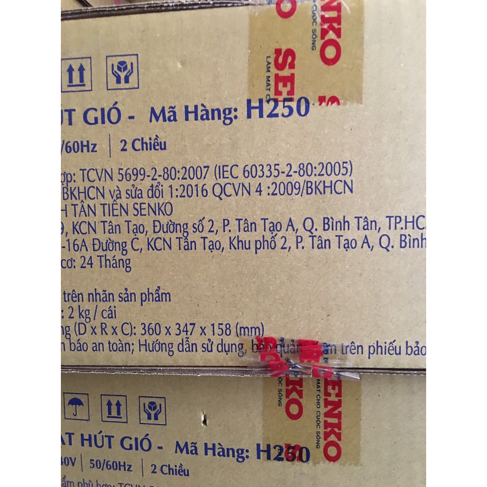 Quạt hút âm tường, thông gió Senko - H250 khoét lổ 30x30 Cm, 40w, Cam kết chính hãng