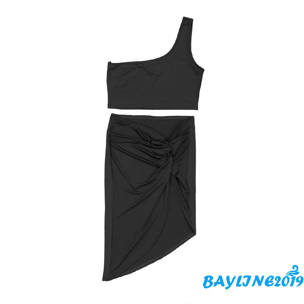 Set Áo Lửng Cúp Ngực Và Chân Váy Xẻ Tà Quyến Rũ Cho Nữ