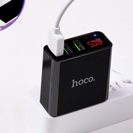 Củ sạc 3 cổng USB Hoco C15 có màn LED hiển thị đo dòng - Hàng Chính Hãng - Ổn định dòng cho Iphone/iPad/Android