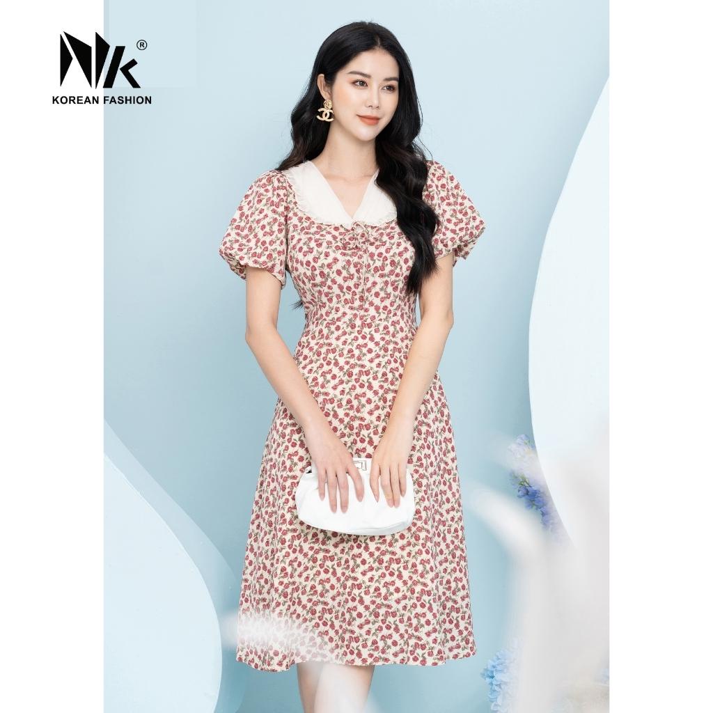 Đầm Xòe Tay Bồng NK Fashion Chất Liệu Vải Nhập Cao Cấp, Thiết Kế Nhẹ Nhàng Nữ Tính NKFDV2204001