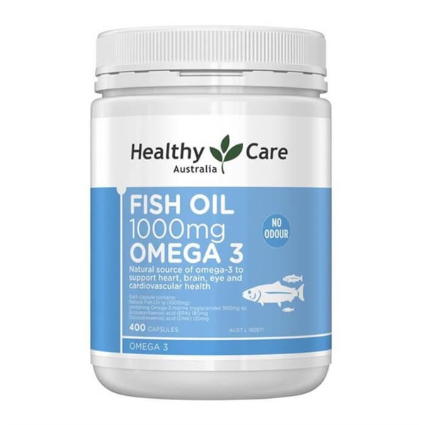 (date 2025) Dầu Cá Tự Nhiên Fish Oil Healthy Care Omega 3 1000mg 400 viên (Dầu Cá HC)