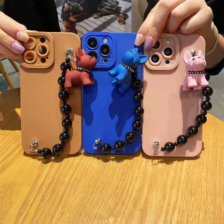 Ốp lưng iphone cạnh vuông bảo vệ camera kèm móc xích Xr