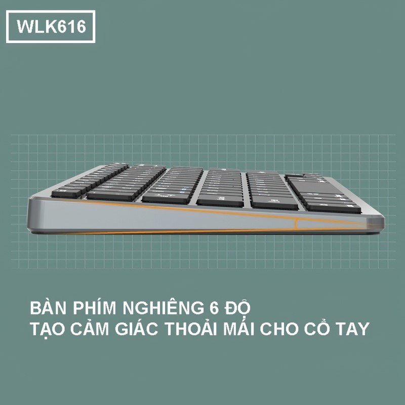 Bộ Bàn phím chuột không dây mini WLK616 - pin sạc - đa kết nối bluetooth 5.0 + 3.0 + Usb wireless 2.4G