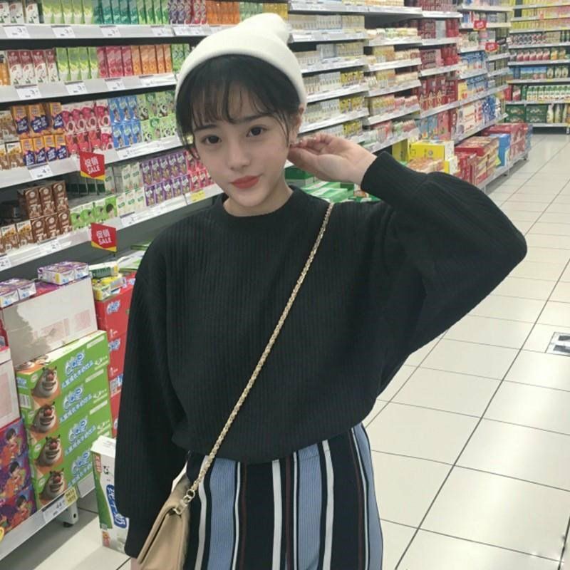 Hàng Sẵn_ Áo len tăm kẻ tay bồng phong cách Harajuku | BigBuy360 - bigbuy360.vn