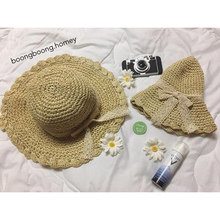 Mũ cói mềm nơ vải