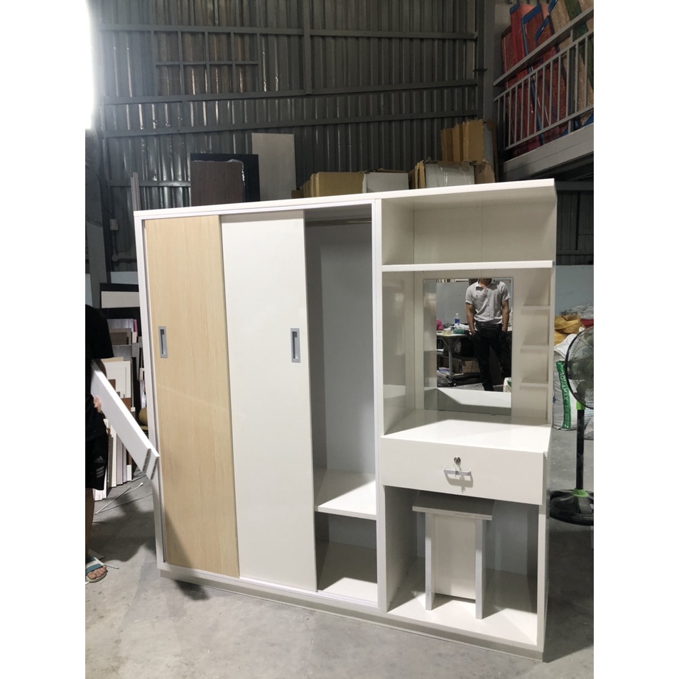 tủ áo quần 3 cánh kiểu lùa kèm bàn trang điểm sang trọng giá rẻ
