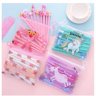 Set 20 cây bút bi nước tặng kèm túi zip nhiều màu dễ thương